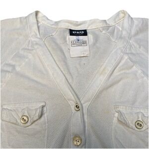 Dolce Gabanna Blouse Top S Womens S/S Jersey Mesh Cotton Button Cream FLAWS